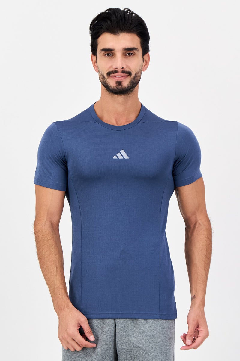 Adidas Men Slim Fit Short Sleeve Training T-Shirt, Slate Blue - Image 1